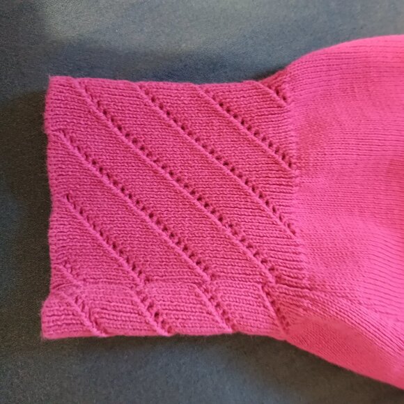 Vintage Cleo Petites Fuchsia Cotton Sweater 90s Stitch Detail Small - Picture 5 of 6